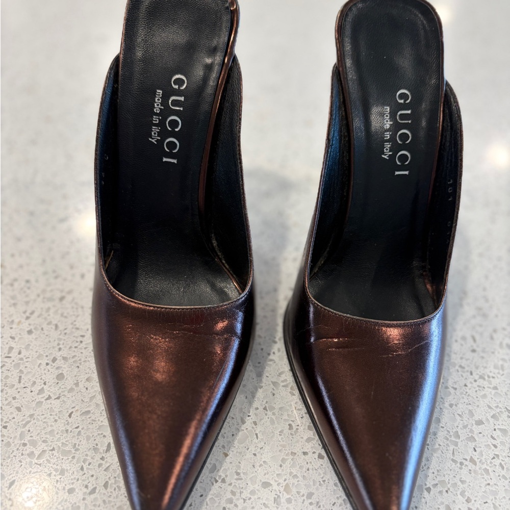 Gucci Women's Metallic Brown Heels